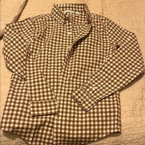 Janie and Jack Brown Checkered Button Down Shirt